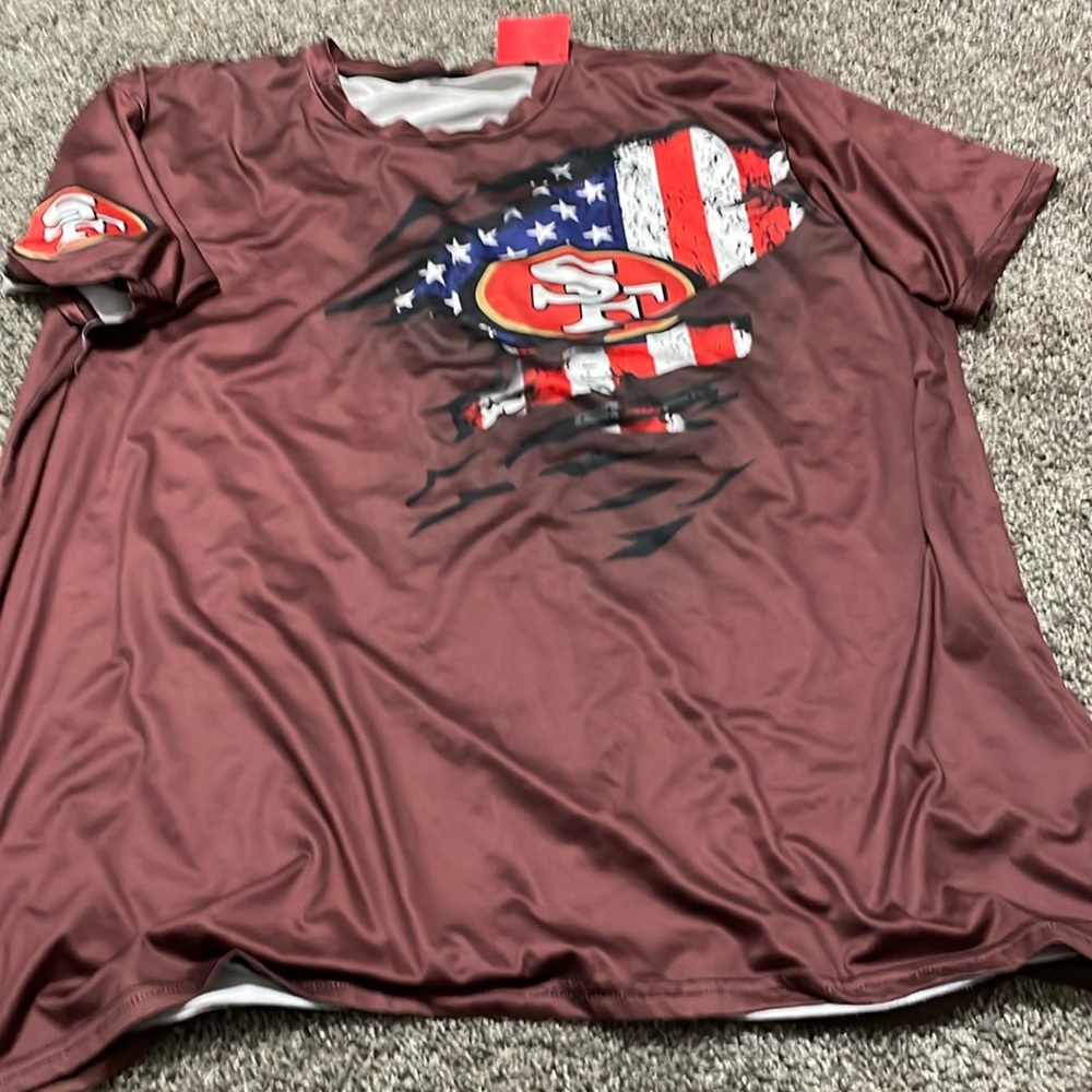 San Francisco 49ERS Men’s X-Large DriFit Shirt Short sleeve US Flag NFL Football